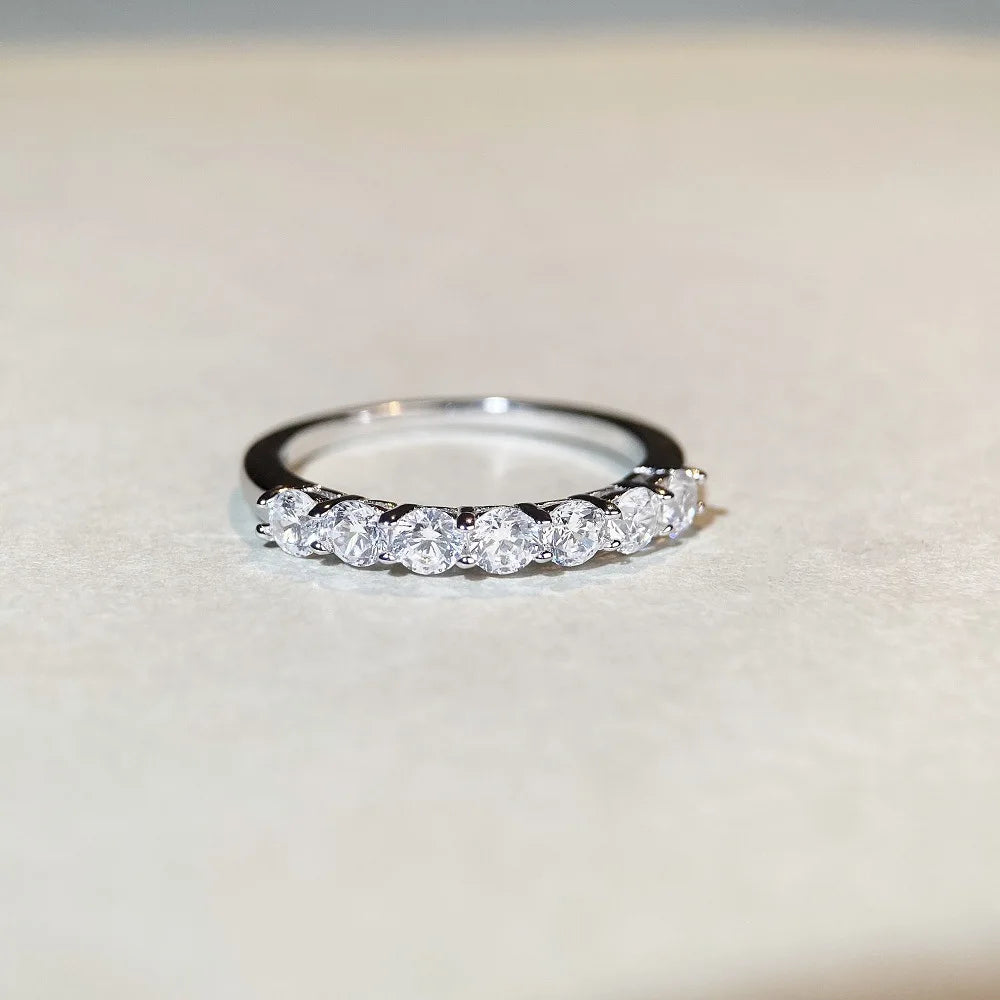 TY 0.7CT 3mm Gemstone Moissanite Rings for Women S925 Silver Matching Wedding Diamonds Band Stackable Ring White Gold Gift