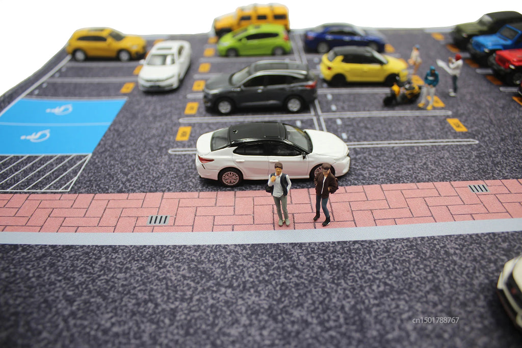 1:64 Scale Parking Road Garage Football Field Toy Mat Mouse Pad For Diecast Car Model Dolls Scene Display