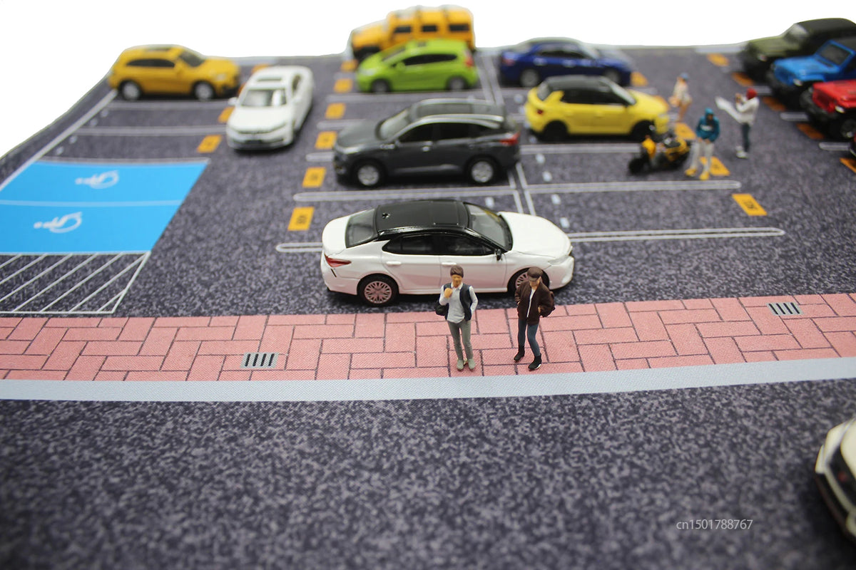 1:64 Scale Parking Road Garage Football Field Toy Mat Mouse Pad For Diecast Car Model Dolls Scene Display