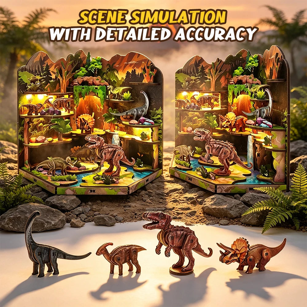 DIY Wooden Blocks Dinosaur Secret Realm 3D Wooden Puzzle Stereo Model Beginner Friendly Stress Relief Handmade Toys for Adults