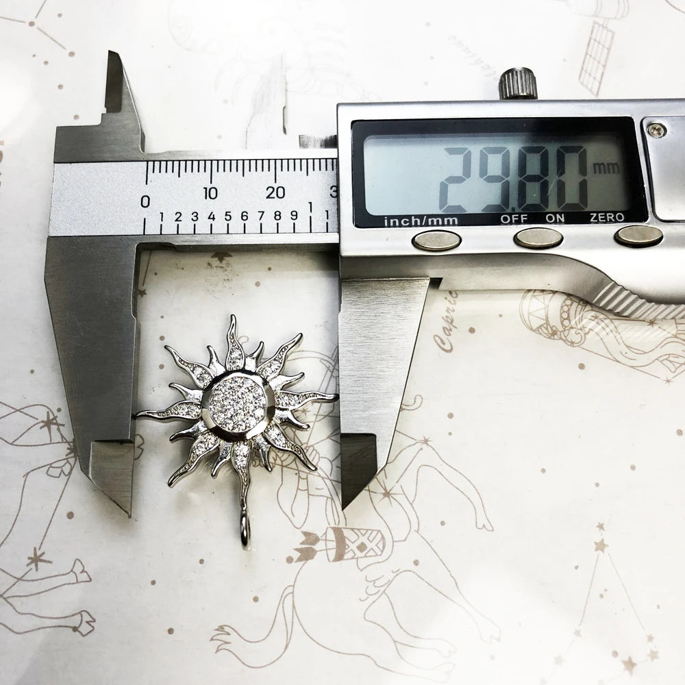Pendant Sun Star CZ Pave Summer Winter New 925 Sterling Silver Fine Jewelry Europe Style Accessories Gift For Men Woman