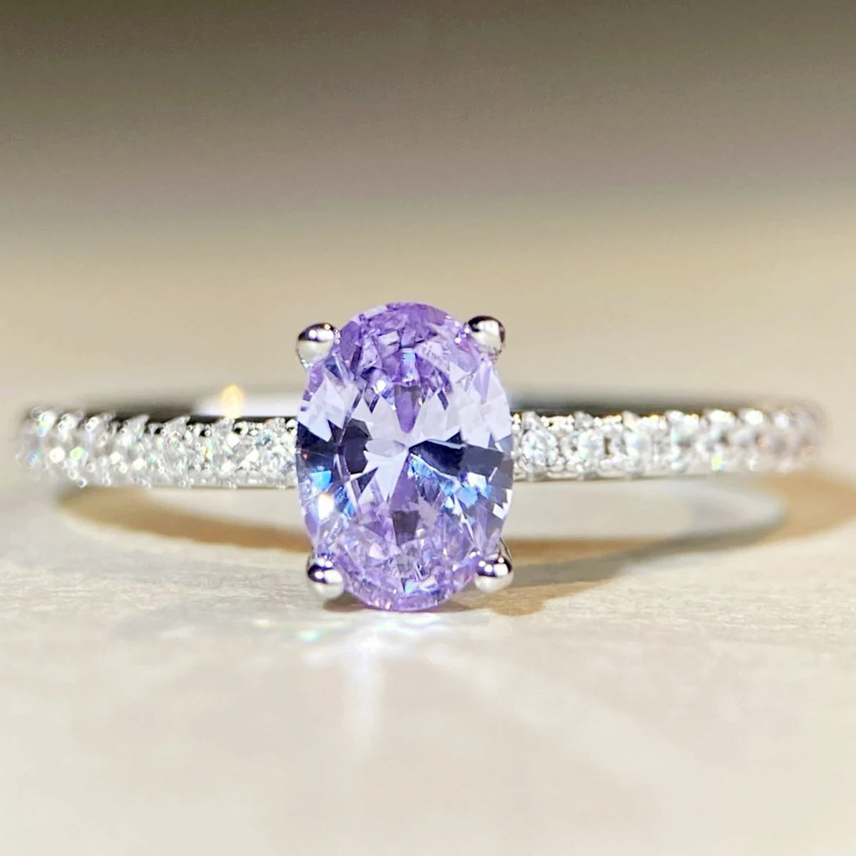 S925 Sterling Silver Ring 5x7mm Sparkling Oval Cut Paraiba Green&Blue CZ Luxury Elegant Gift for Valentine's Day and Birthday‌