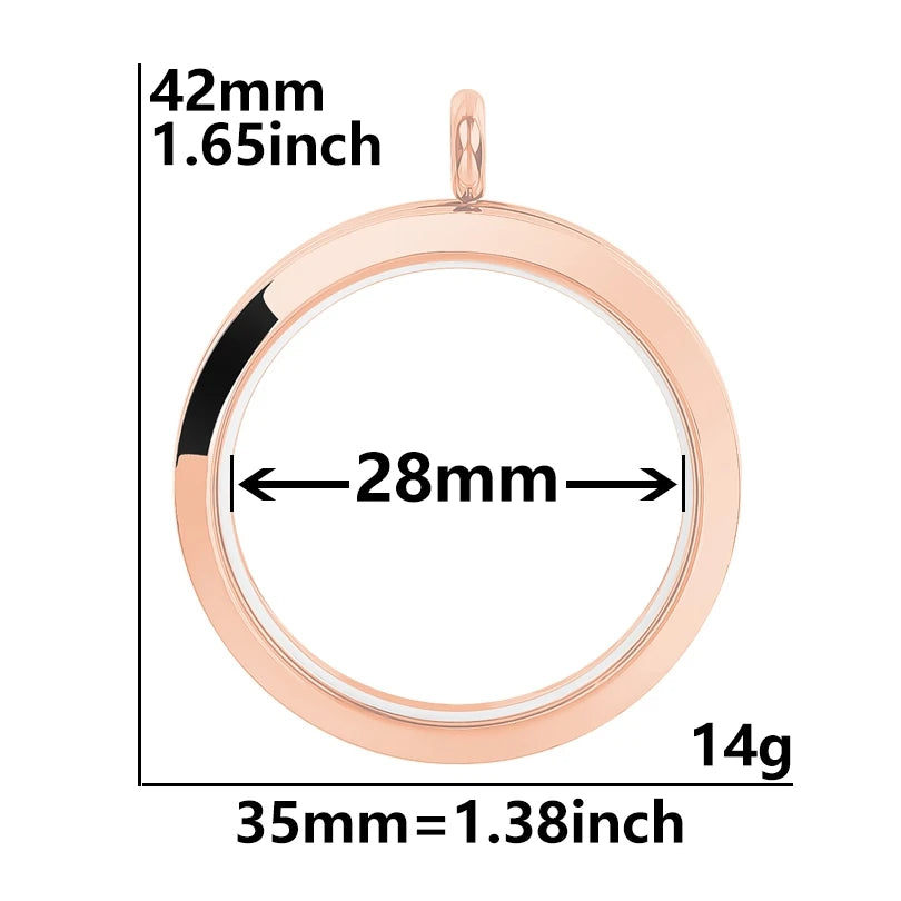5Pcs 20-40mm Stainless Steel Glass Memory Cremation Urn Locket Pendant Openable Round Reliquary Photo Medaillon Colgantes
