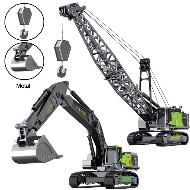 Engineering Diecast Tower Crane Forklift Bulldozer Excavator Vehicle Model Toys for Boys Alloy+Plastic Tractor Inertial Driving