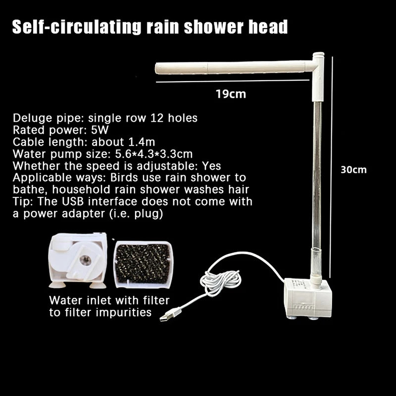 New Automatic Parrot Bird Bath Tub USB Electric Pet Circulating Water Bathtub Shower Fountain Pet Supplies