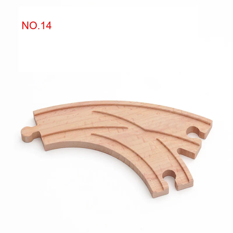 New Wooden Railway Track All Kinds Fork Rail Bifurcation Beech Wood Track Accessories Fit for Thomos Wooden Train Tracks Toy