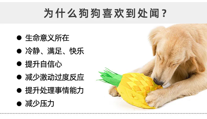 Pineapple Sniffing Pet Toy, Food-Hiding Educational Plush Dog Toy, Sound-Making, Teeth-Grinding, Boredom-Relieving Pet Supplies