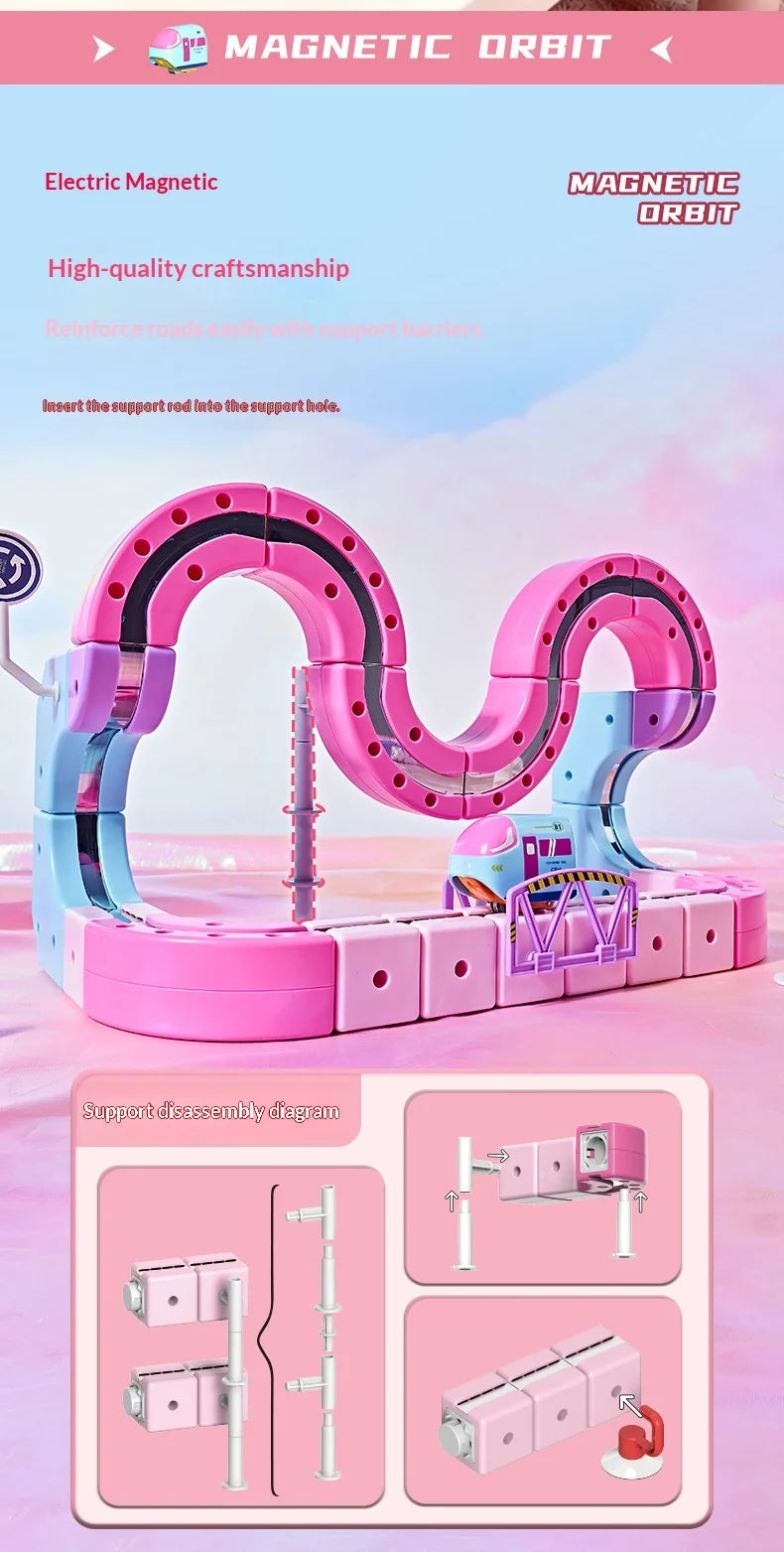 Multi Level Modular Magnetic Levitation Train Track Toy DIY Building Block Anti-Gravity Floating Electric Train Playset