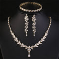 ZAKOL Luxury Cubic Zirconia Necklace Earrings Rings Set for Women Shinny Water Drop Leaf CZ Bridal Wedding Jewelry Sets