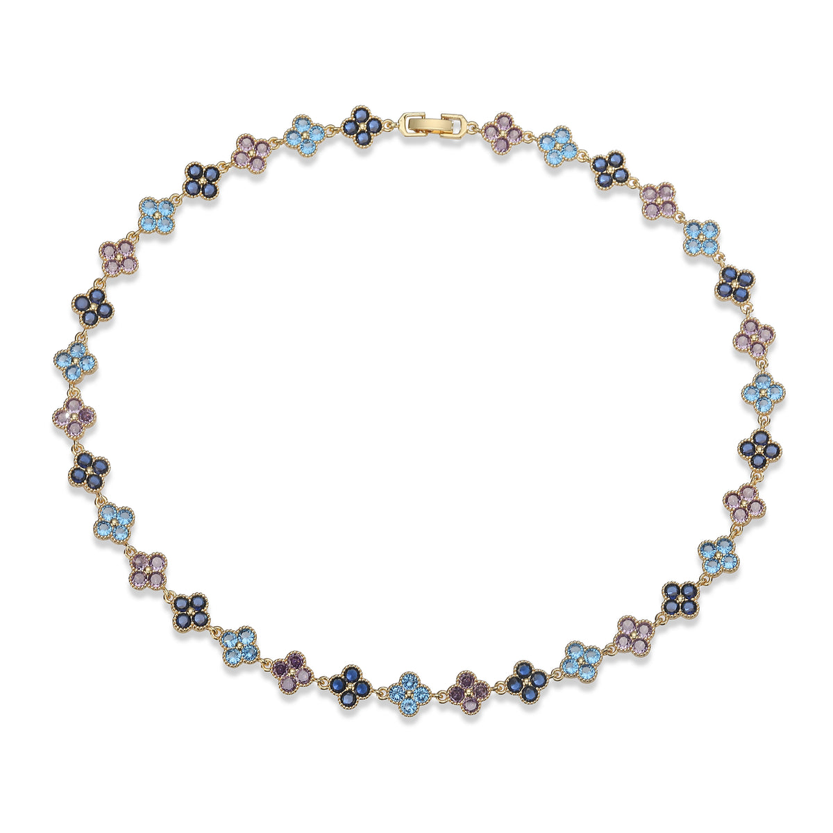 Multi-Color Women's Zircon Flower Delicate Bracelet/Necklace Rainbow Jewelry Gift Optional Mix-and-Match 1 Pcs