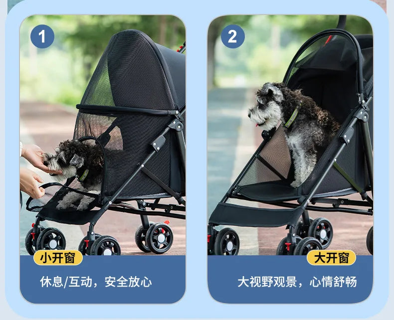 Cool Mesh Pet Stroller for Small Dogs and Cats Lightweight Suitable for All Road with Removable Liner Safety Tether Easyto Store