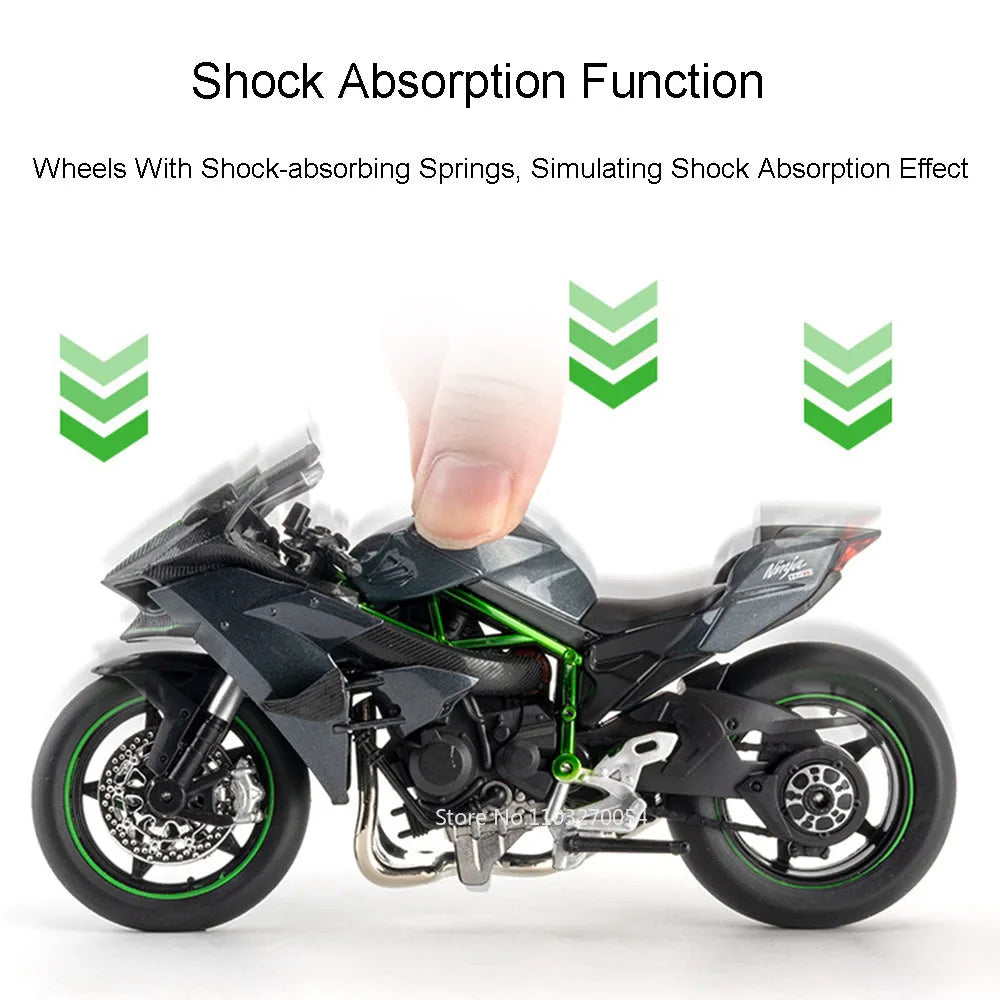 1:12 Kawasaki H2R BWM S1000RR Alloy Motorcycle Toys Diecast Miniature Car Front Wheel Steering Motorbike Children Christmas Gift