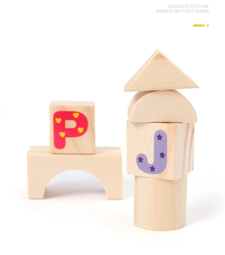 Wooden DIY Puzzle Blocks for Boys And Girls Montessori Stacking Blocks Colorful Educational Creative Toys Enlightenment Thinking