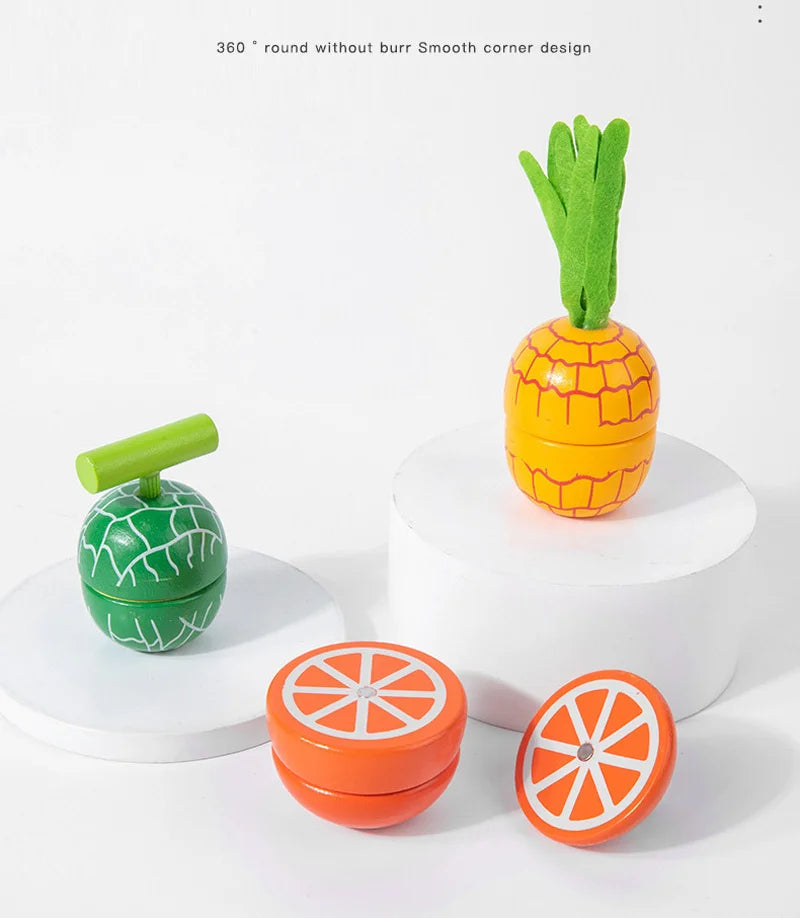 Magnetic Wooden Cutting Fruits Vegetables Pretend Play Simulation Kitchen Toys Classic Game Montessori Educational Toys For Kids