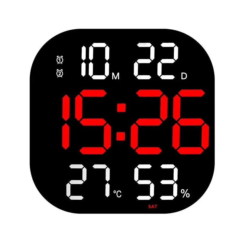 13inch LED Large Digital Wall Clock with Remote Control TEMP Humidity Week Auto Dimmer 12/24H Alarm Clock for Home Office Decor