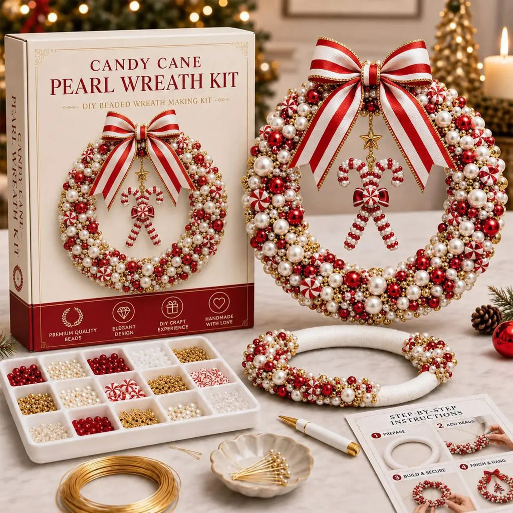 Christmas DIY Bead Snowflake Lollipop Wreath Material Package Pearl Wreath Handmade Set Christmas Door Decoration Pendant