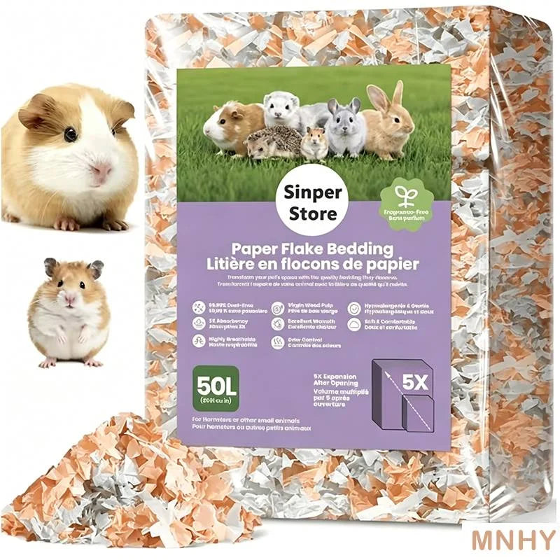 850g Paper Cotton Hamster Bedding Dust-Free Paper Fluff Large Pack Odor Control Super Absorbent Warm Pad for Syrian Hamster
