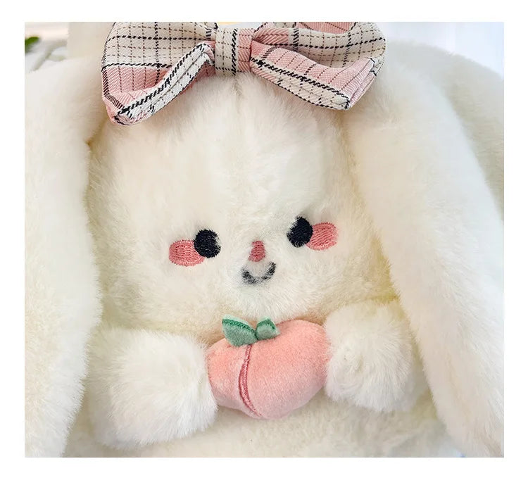 New Rabbit Kitten Plush Toy Backpack Stuffed Animal Rabbit Hold Peach Cat Hold Avocado Portable Shoulder Bag Girl Birthday Gifts