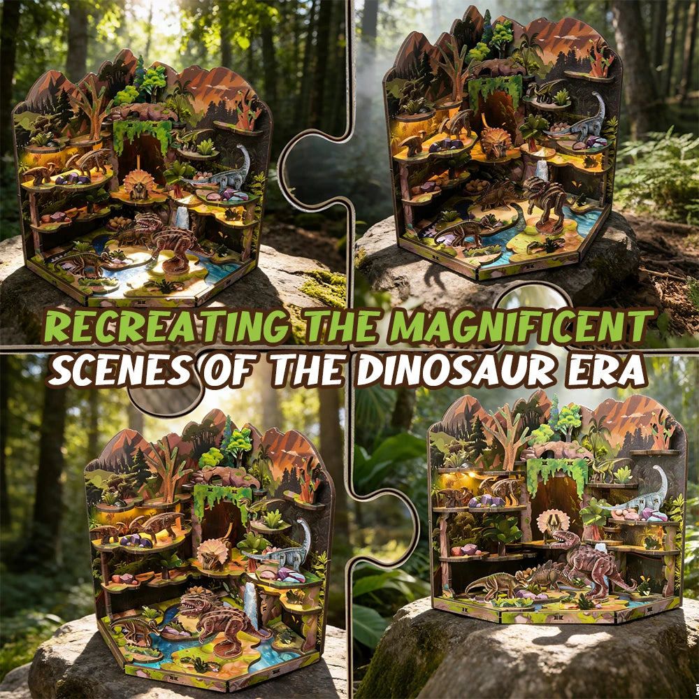 DIY Wooden Blocks Dinosaur Secret Realm 3D Wooden Puzzle Stereo Model Beginner Friendly Stress Relief Handmade Toys for Adults
