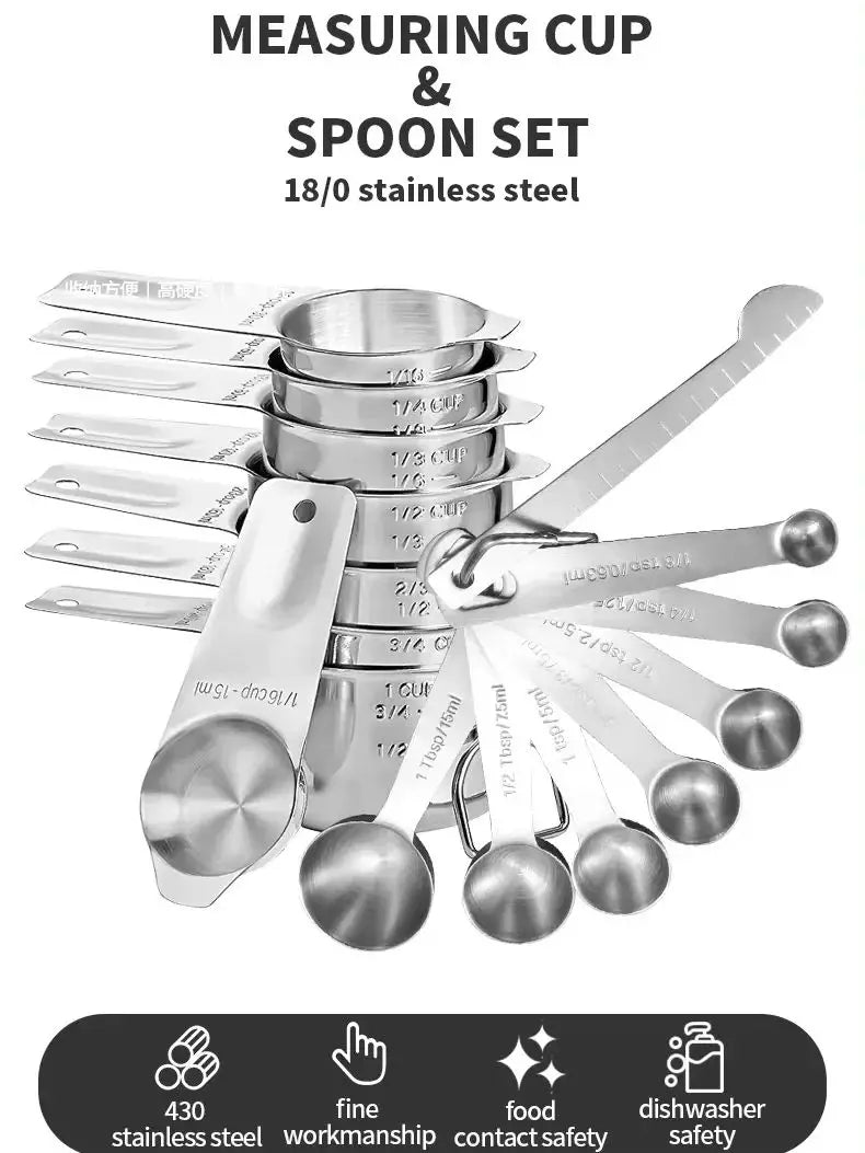 stainless steel measuring cup and spoon  Teaspoon measuring tools for cooking and baking