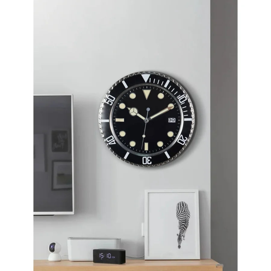 34cm Luxury Creative Wall Clock Modern Metal Design Art Wall Clock Home Large Digital Luminescent Bedroom Decoration Clock
