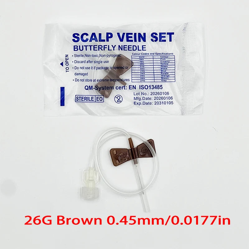 100 PCS Disposable Screw-type Butterfly Infusion Needle Double-wing Infusion Needle for Pet Care Room Suitable for Cats and Dogs