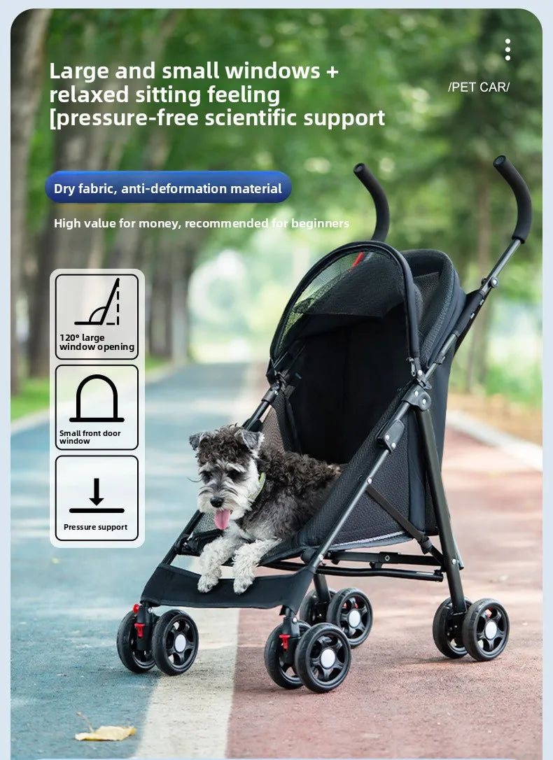 Cool Mesh Pet Stroller for Small Dogs and Cats Lightweight Suitable for All Road with Removable Liner Safety Tether Easyto Store