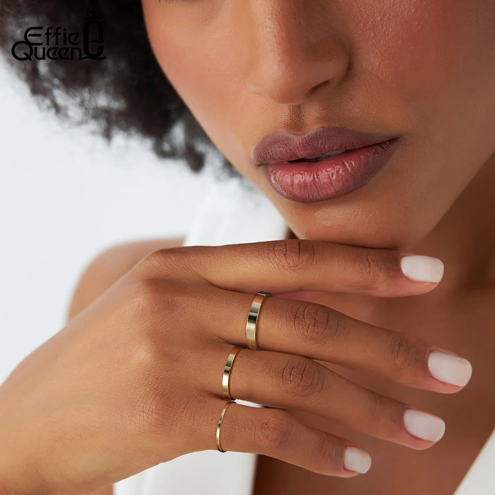 Effie Queen Fashion 925 Sterling Silver Ring Perfect Polished Simple Design Unisex Jewelry Propose Wedding Jewelry Gift APR33