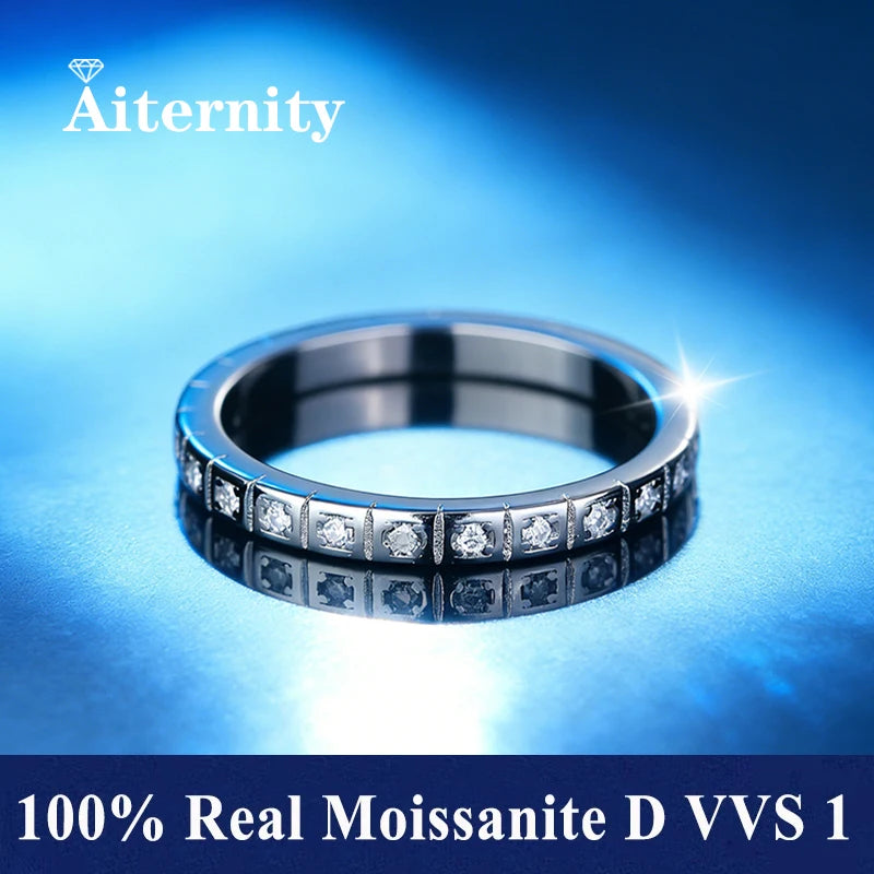 100% Pass Diamond Tester Pen Moissanite Female Single Tail Ring Matching Wedding Diamond Band for Women 925 Sterling Silver Ring