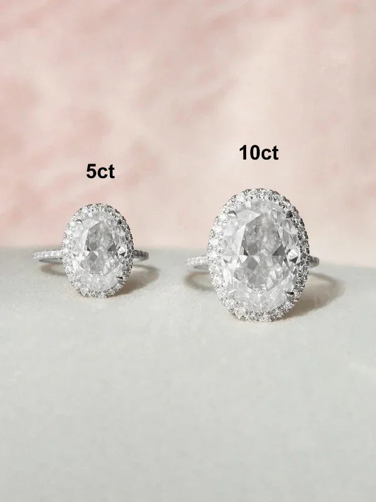 925 Sterling Silver Fashion Oval Shiny Full Zircon Ring For Women Match Daily Outfits Party Luxury High Quality Fine Jewelry