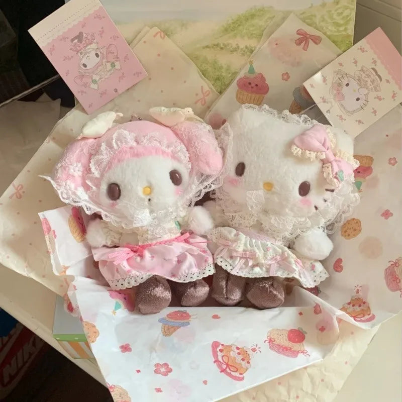 Forest Series Hello Kitty Floral Lace dress My Melody Plush Toy Keychain ballet dance My Sweet Piano KT Stuffed doll pendant