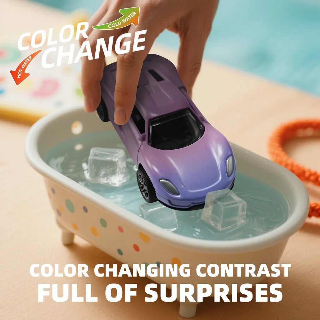 1:64 Alloy Racing Car Inertia Pull Back Toy with Temperature Sensitive Color Changing Magic Crash-Resistant Birthday Gift