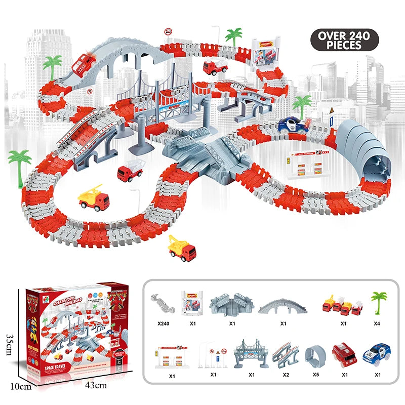 Kids electric track toy Fire Alarm Mini car set Puzzle Boy toy Track car Fire engine toy for children's birthday Christmas gifts
