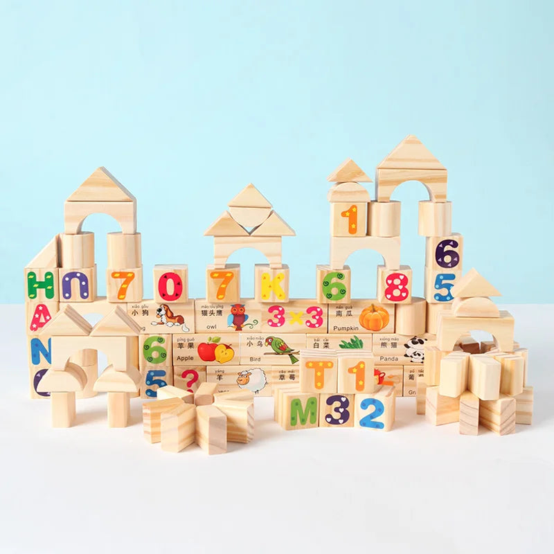 Wooden DIY Puzzle Blocks for Boys And Girls Montessori Stacking Blocks Colorful Educational Creative Toys Enlightenment Thinking