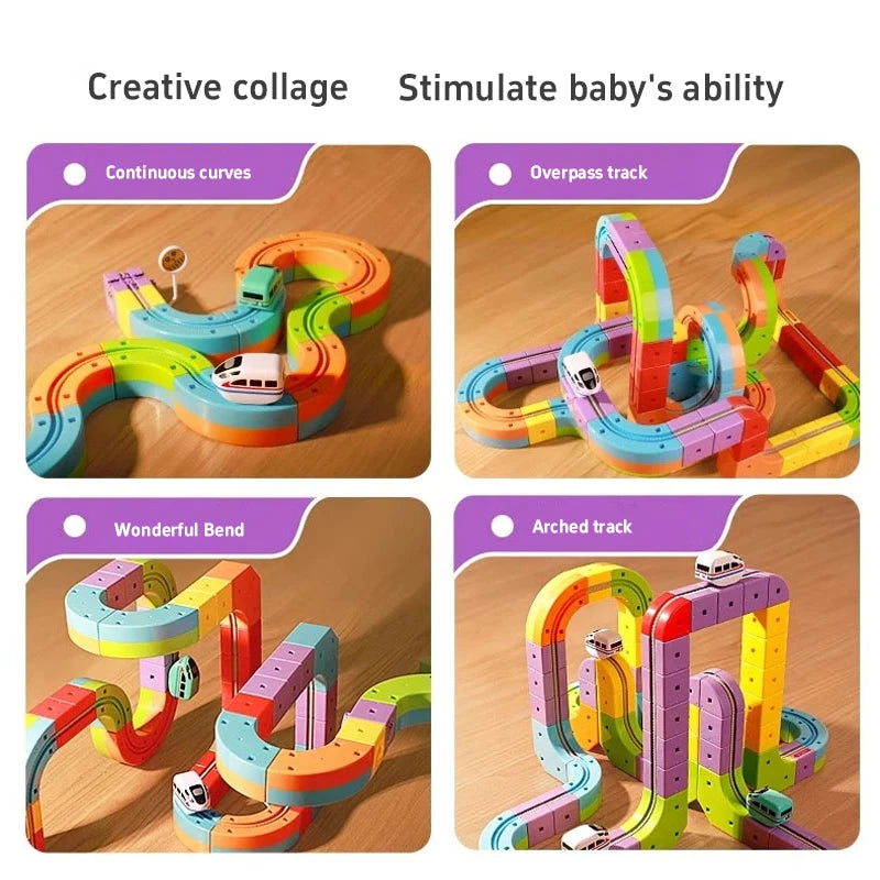 DIY Latest Educational Toys Assembly Magic Track Train Set Children's Toys Non-remote Control Rail Car Gift Box Christmas Gifts
