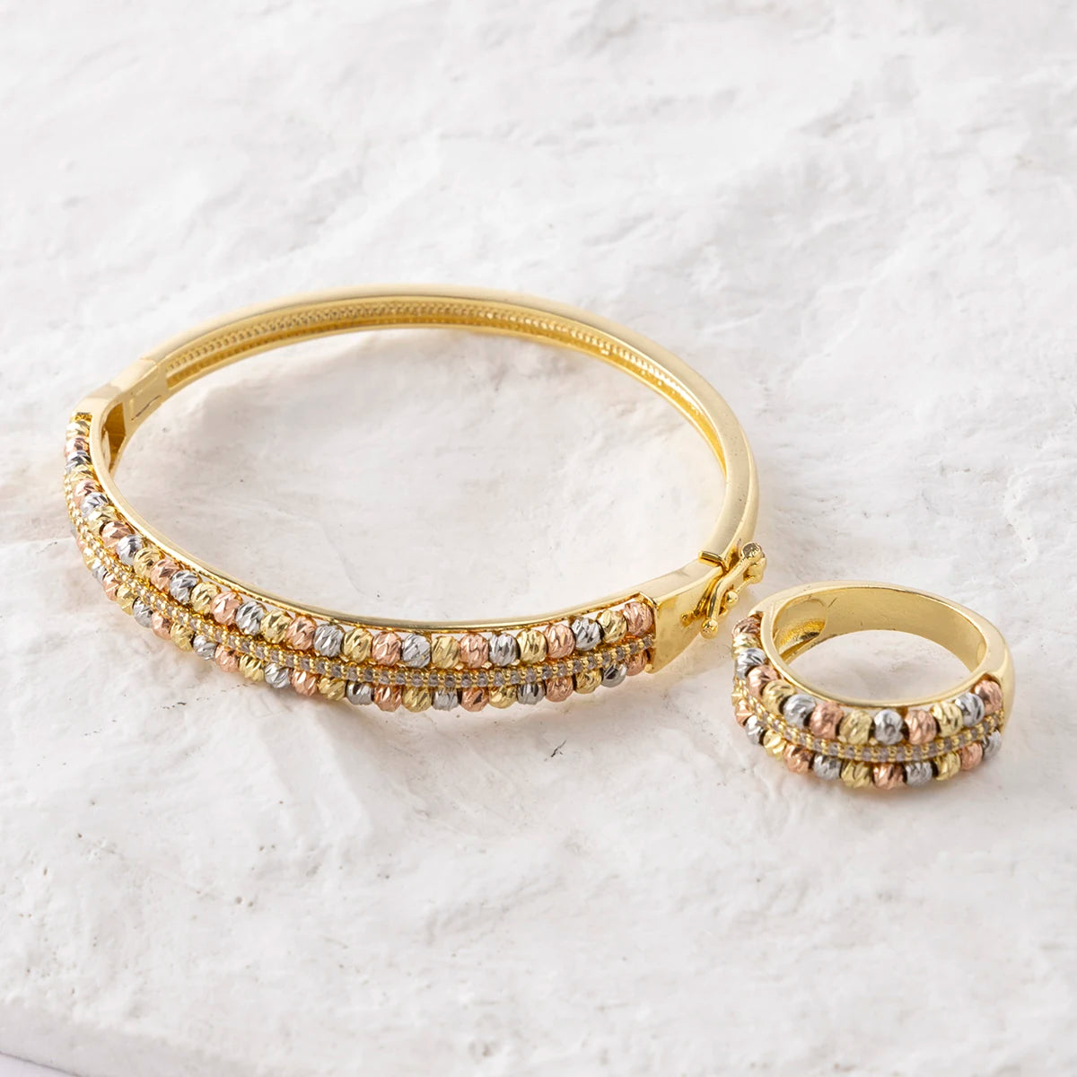 Copper Metal Beads Cross Bangle for Women Fashion Jewelry Delicate Multicolor Exquisite Holiday Gift