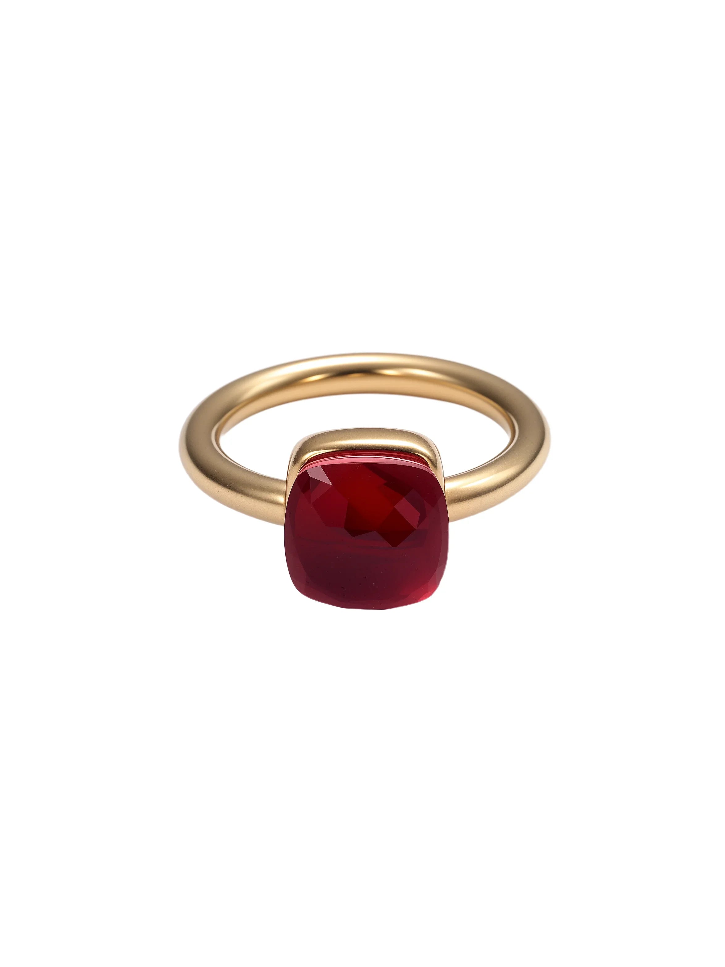 Colorful Crystal Nude Ring for Women 18K Gold Plated Stainless Steel Candy Color Square Stone Statement Rings Jewelry Gift