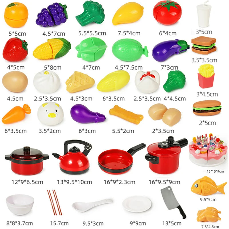 Cutting Play Food Toy for Kids Kitchen Pretend Fruit & Vegetables Accessories Educational Toy Food Kit for Toddler Children Gift