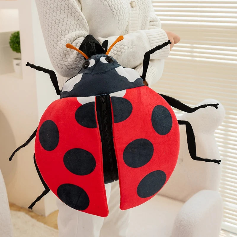 New Bumblebee And Ladybug Plush Backpack Cute Insect Stuffed Animal School Bag Boys Girl Kid Unique Design Holiday Birthday Gift