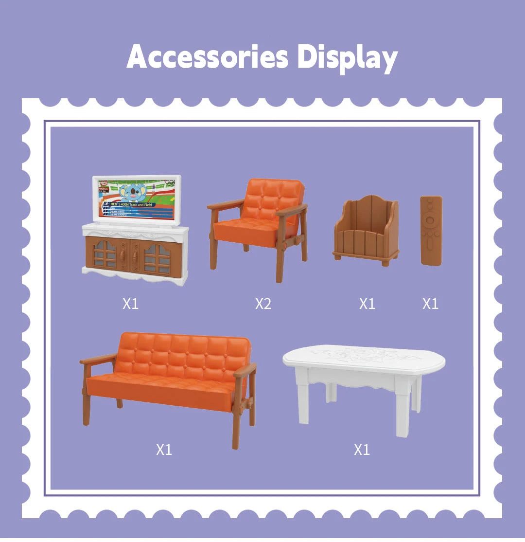 1/12 Dollhouse Furniture Living Bedroom Kitchen Bathroom Set Forest Animal Family Miniature Simulation Doll Accessories DIY Toy