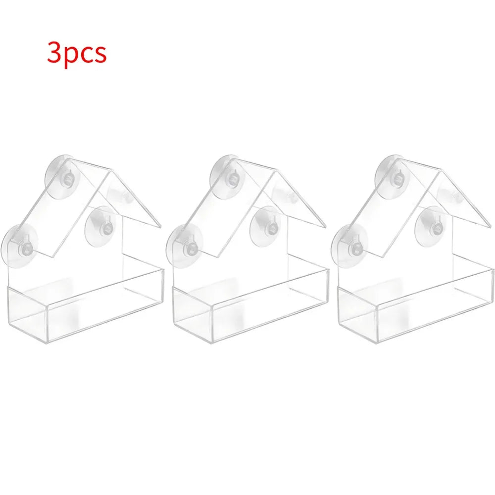 Acrylic Bird Feeder Clear Window Outside Hanging Bird Feeder House With Suction Cup For Garden Outdoor Backyard Patio Yard 1-5PC