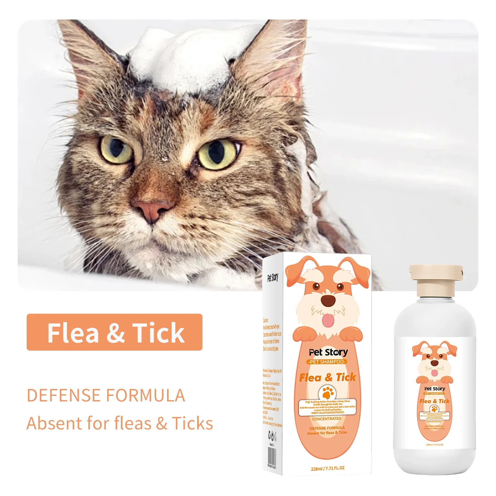 228ML Soothing Pet Grooming Shampoo for Sensitive Skin - Hypoallergenic Formula for Cats and Dogs