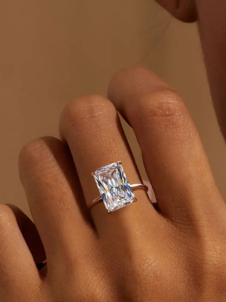 925 Sterling Silve Gorgeous Shiny 1-5CT Zircon Rectangle Ring For Women Engagement Wedding Luxury High Quality Fine Jewelry