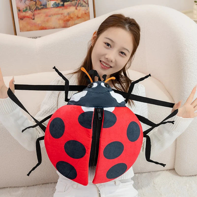 New Bumblebee And Ladybug Plush Backpack Cute Insect Stuffed Animal School Bag Boys Girl Kid Unique Design Holiday Birthday Gift