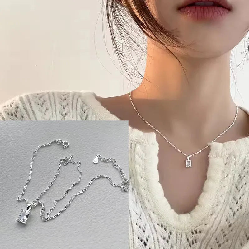 VENTFILLE 925 Sterling Silver Bead Geometry Necklace for Women Girl Korean Design Versatile Choker Jewelry Dropship Wholesale