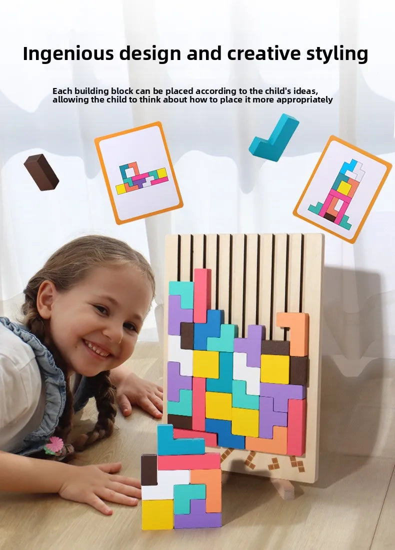 3D Wooden Puzzle, Building Blocks, Puzzle Game, Baby Logic Training Puzzle Toys, Parent-Child Interactive Games
