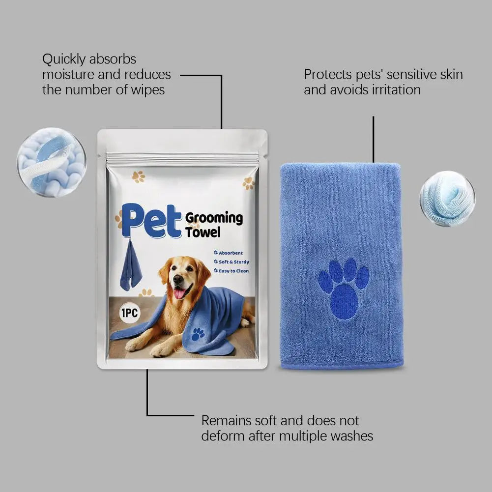  Quick-Drying Microfiber Pet Towel Absorbent Pet Bath Towel Embroidered Super Soft Towel For Cat Dogs Grooming Supplies