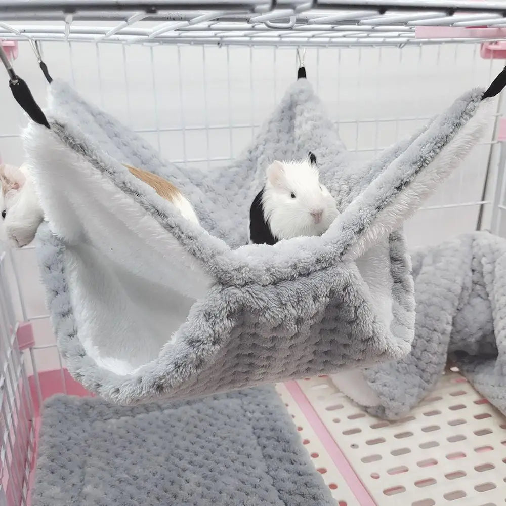 Hamster Nest Winter Bed House Shed Hanging Hammock Cage Tunnel Plush Hideaway for Hamster Guinea Pigs Sugar Small Pe H8z6