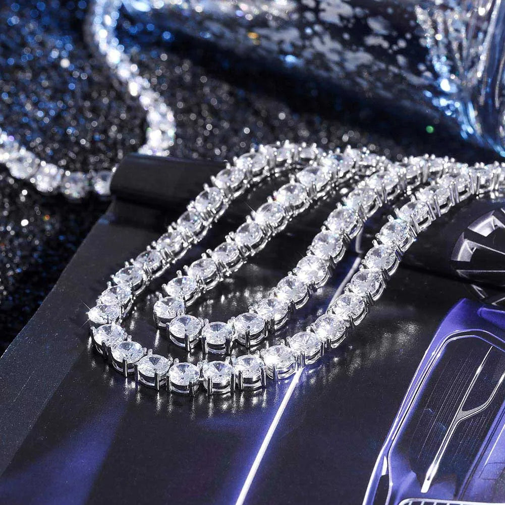 TOPGRILLZ 3mm-10mm Iced Out Bling AAA Zircon 1 Row Tennis Chain Necklace Men Hip Hop Jewelry Gold Silver Color Charms