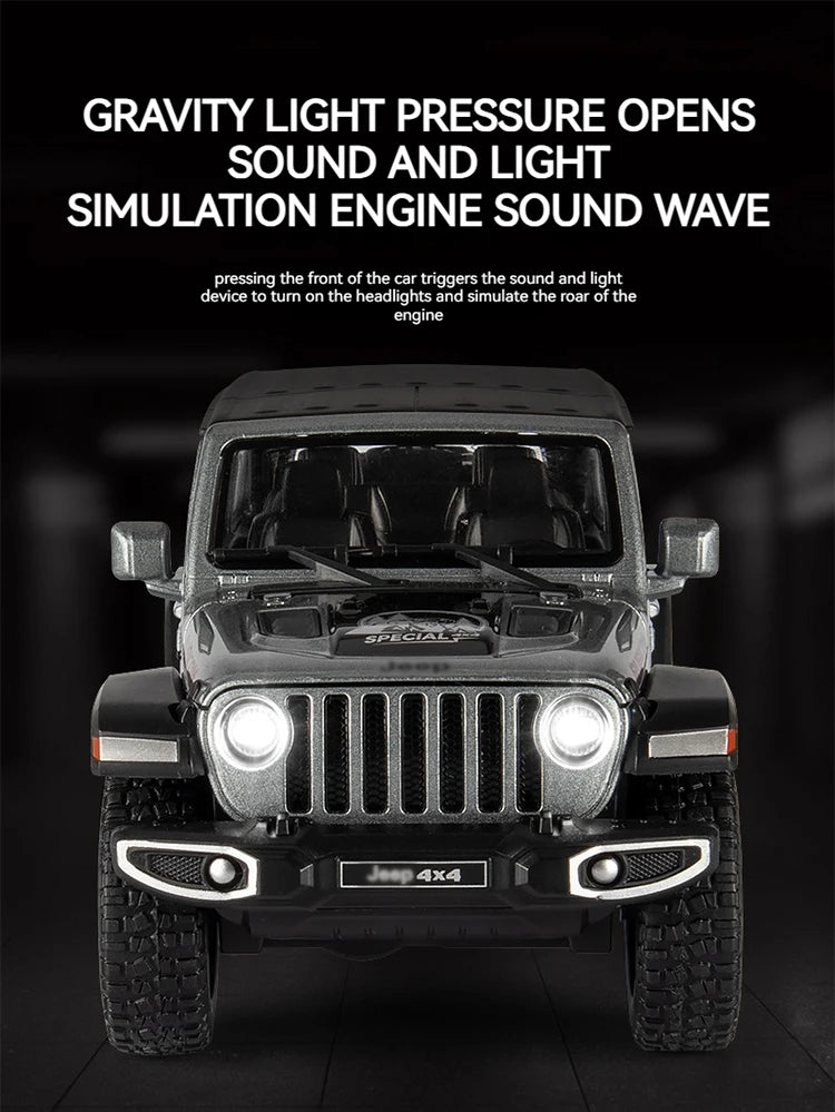 1:22 Model Wrangler Diecast Toy Car Model, Scale Metal Alloy Vehicle for Kids Boys Girls Adults, Doors Open,Gifts Gray
